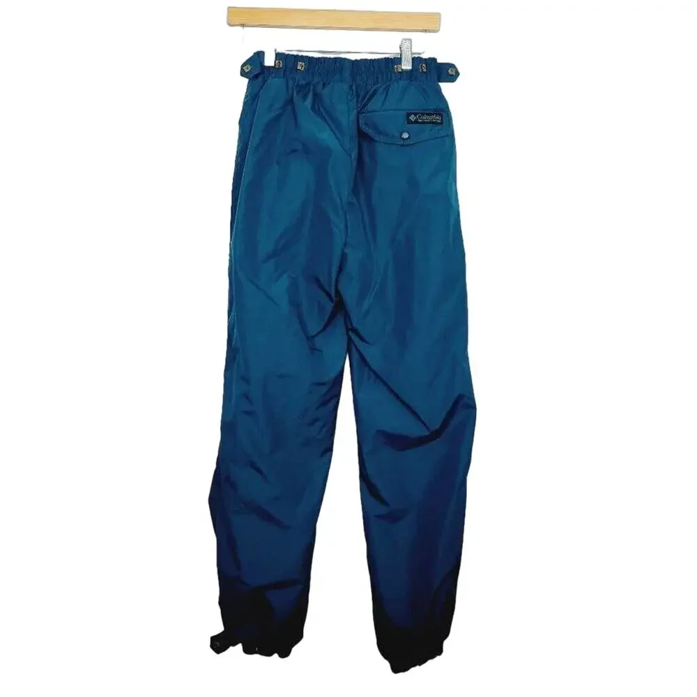 Vintage 90s Columbia Mens Small Spell Out Box Logo Nylon Joggers Snow Ski Pants